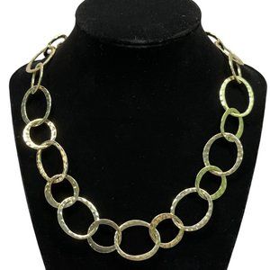 Vintage Gold Tone Necklace Hammered Open Circles 16 Inch Choker Lightweight